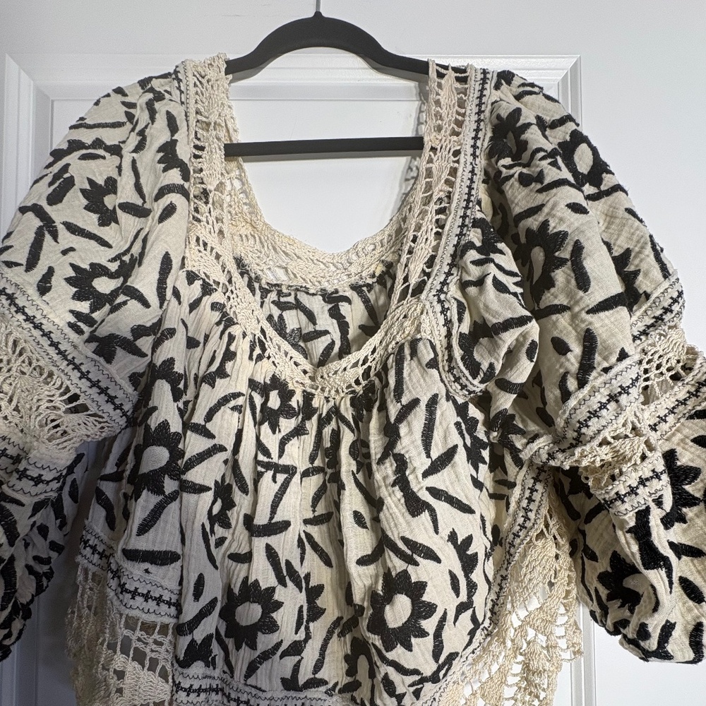 Free People Soleil Embroidered Top